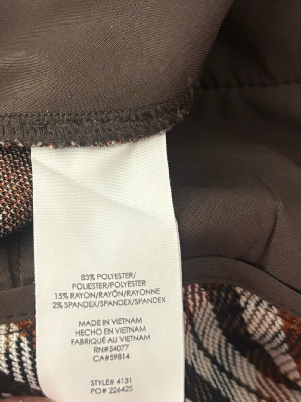 CAbi Brown Multi Plaid Cropped Pants - Picture 5 of 5